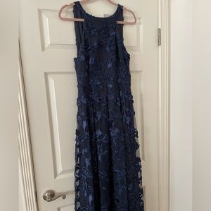 Navy embellished long dress.